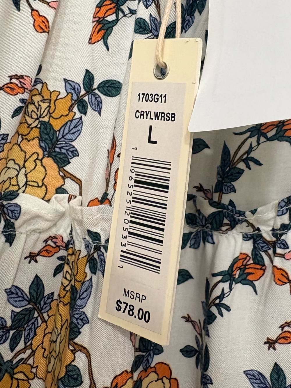 Max Studio Floral Tiered Skirt Butter Yellow Ivory Rayon Smocked Waist Large NWT - Picture 3 of 11